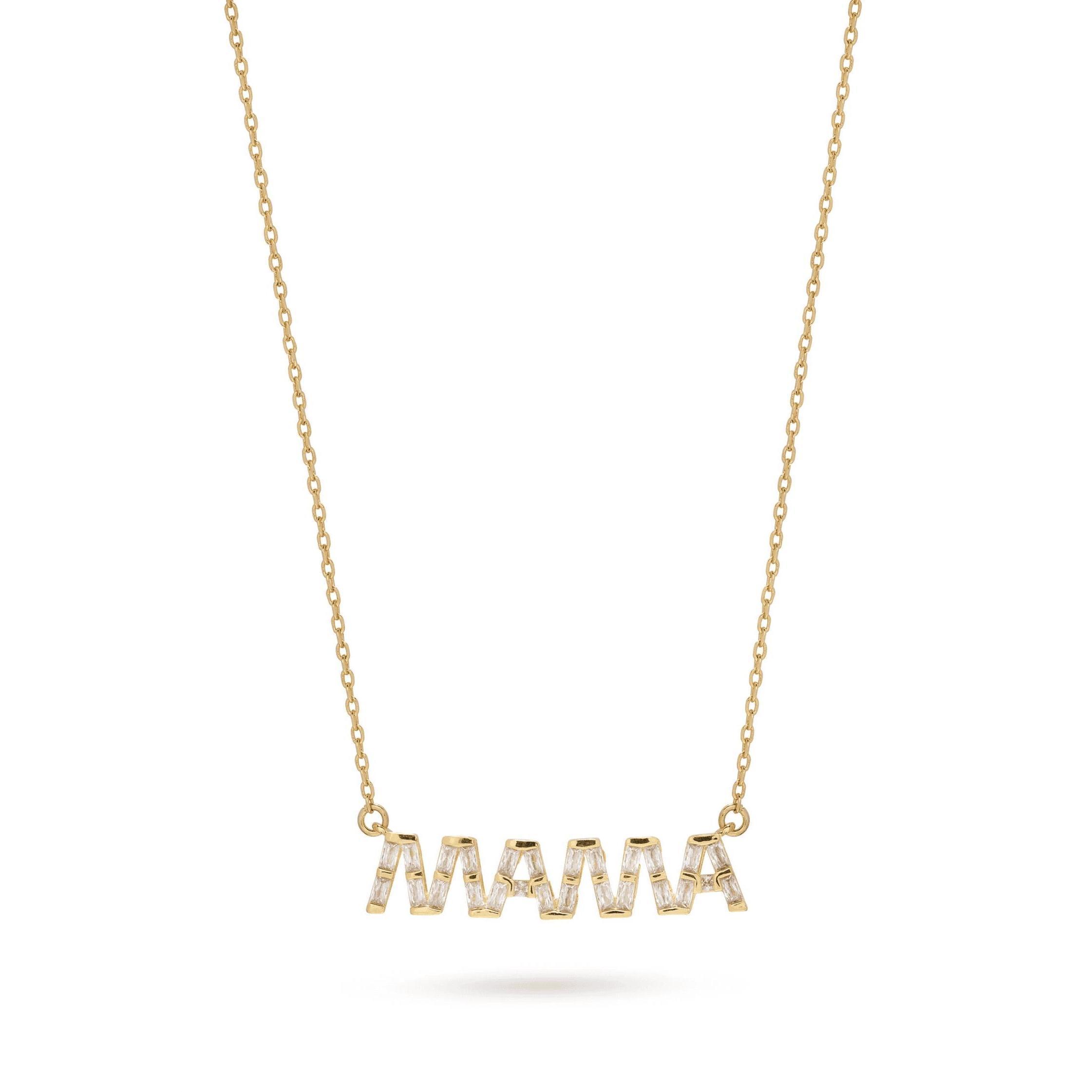 New Crystal Haze Women's Mama Baguette Necklace In Gold